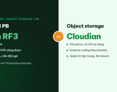 Chi phí object storage 1 PB: TCO 3 năm Ceph so với Cloudian HyperStore