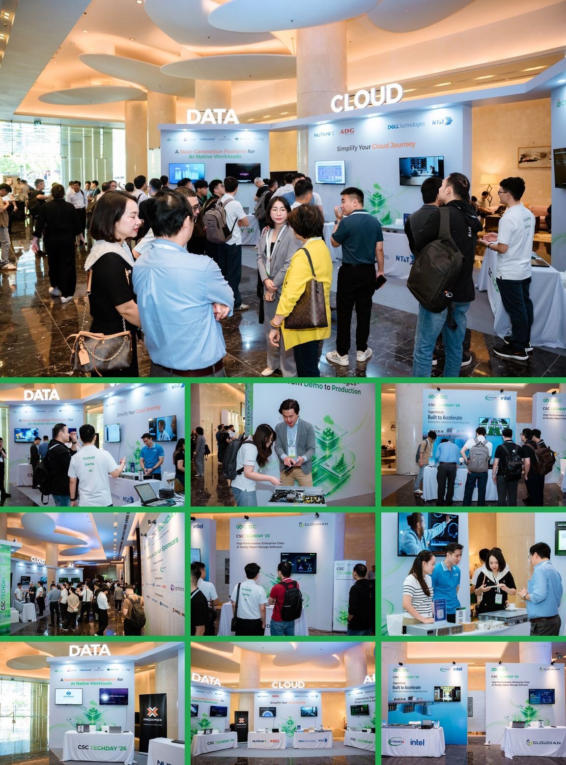 Khách mời khám phá các giải pháp tại khu vực trải nghiệm công nghệ CSC Techday ’26